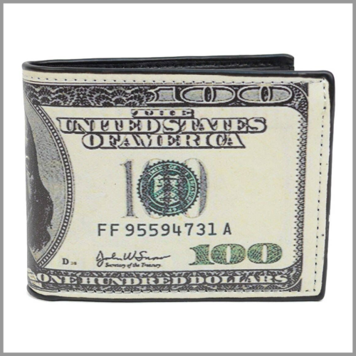 Laurant Bennet Men's Wallet Bi-Fold Printed $100 Dollar Bill