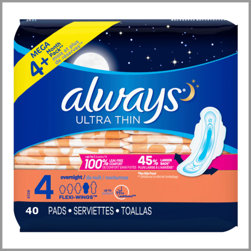 Always Pads Ultra Thin Overnight Size 4 40ct