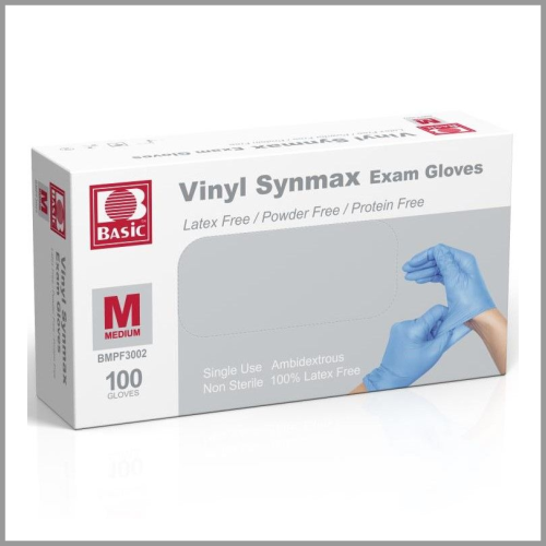 Vinyl Synmax Exam Gloves Latex and Powder Free Size M 100ct