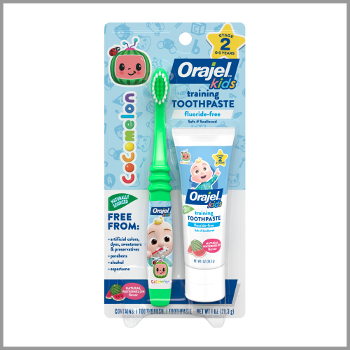 Orajel Kids Training Toothpaste Fluoride-Free CoComelon with Toothbrush 1oz
