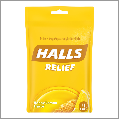 Halls Relief Cough Drops Honey Lemon 30ct