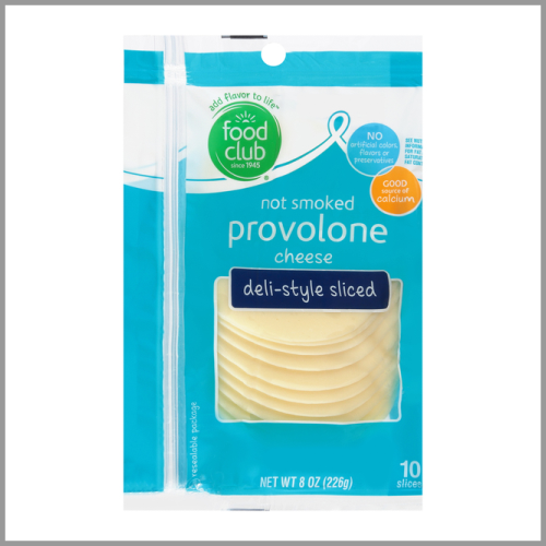 Food Club Cheese Provolone Not Smoked Deli Style Sliced 8oz