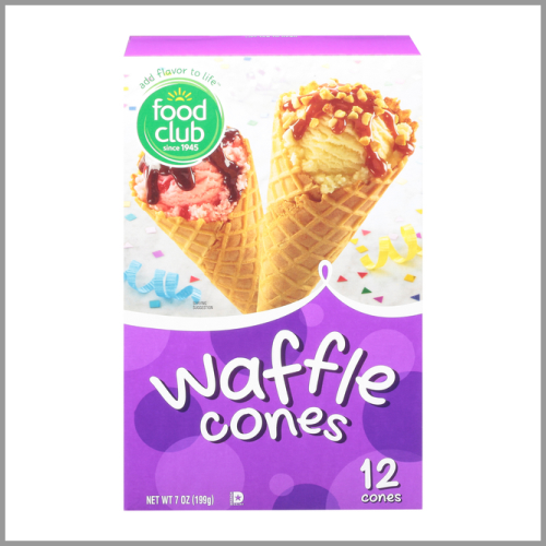 Food Club Waffle Cones 7oz 12pk