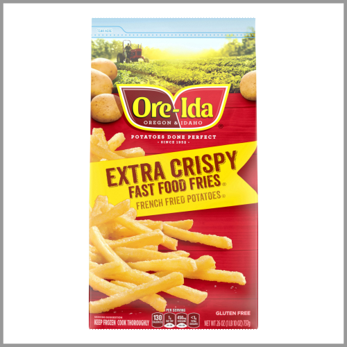 Ore Ida Extra Crispy Fast Food Fries Potatoes 26oz