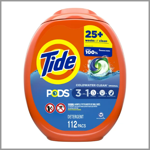Tide Laundry Detergent Pods 3in1 Coldwater Clean Original 112ct