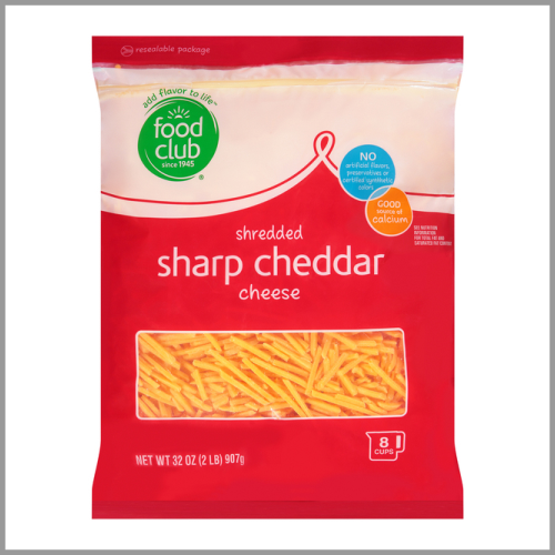 Food Club Shredded Cheese Sharp Cheddar 32oz