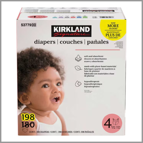 Kirkland Signature Diapers Size 4 198ct