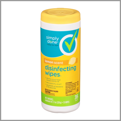 Simply Done Disinfecting Wipes Lemon 35ct