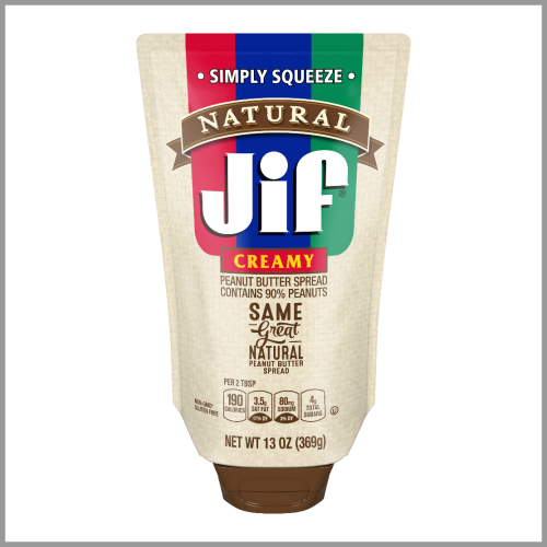 JIF Peanut Butter Natural Creamy Squeeze 13oz