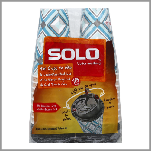 Solo Hot Cup/Lid Combo Pack 16oz 18pk