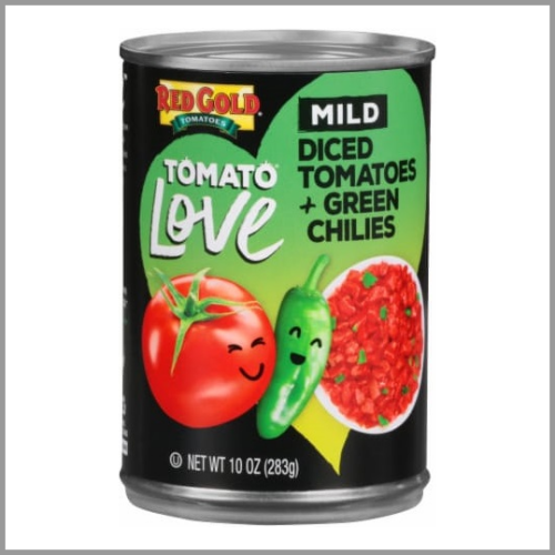 Red Gold Tomato Love Mild Diced Tomatoes and Green Chilies 10oz