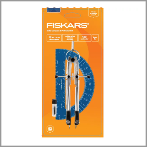 Fiskars Metal Compass Protractor Set 12in 1ea