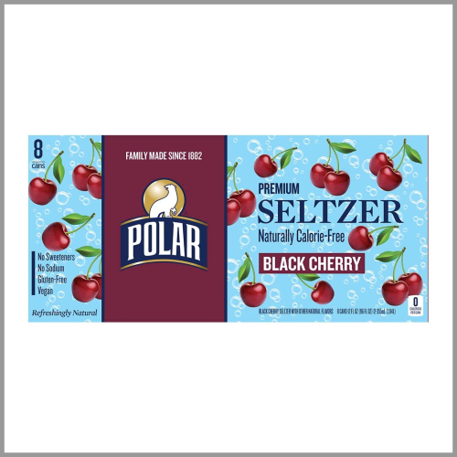 Polar Seltzer Water Black Cherry 8pk