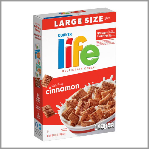 Quaker Cereal Life Cinnamon 18oz