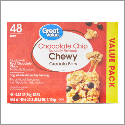 Great Value Granola Bars Chewy Chocolate Chip 48pk