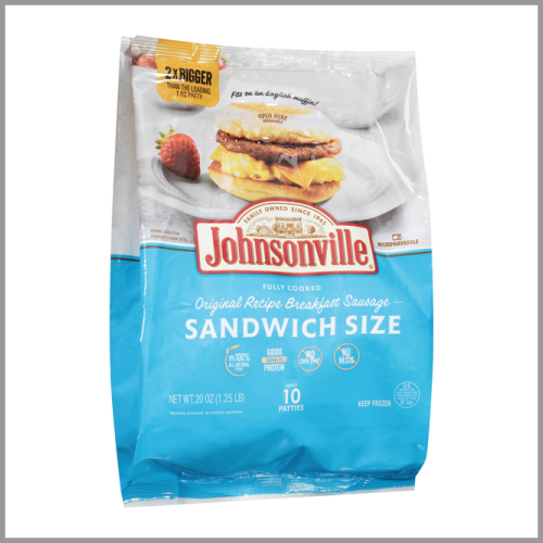 Johnsonville Breakfast Sausage Patties Sandwich Size 20oz 10pk