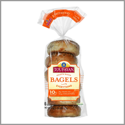 Toufayan Bakeries Hearth Baked Bagels Everything 6pk