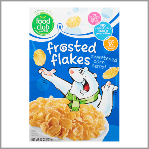 Food Club Cereal Frosted Flakes Sweetened Corn 15oz