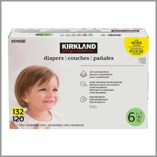 Kirkland Signature Diapers Size 6 132ct