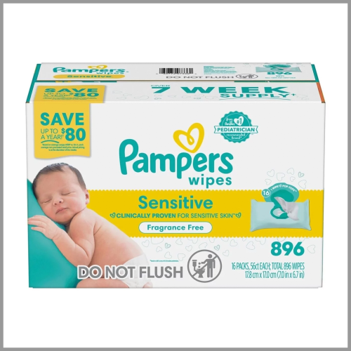 Pampers Baby Wipes Sensitive 896ct