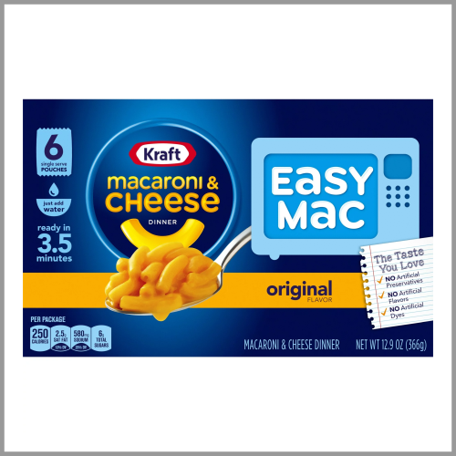 Kraft Macaroni and Cheese Easy Mac Single Serve Pouches 6pk
