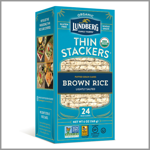 Lundberg Thin Stackers Brown Rice Lightly Salted 24pk