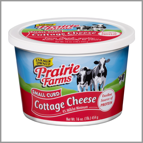 Prairie Farms Cottage Cheese Small Curd 4% 16oz