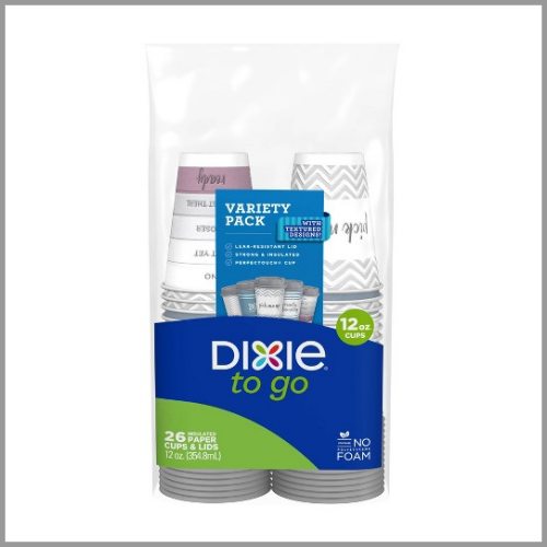 Dixie To Go Disposable Hot Cups with Lids 12oz 26ct