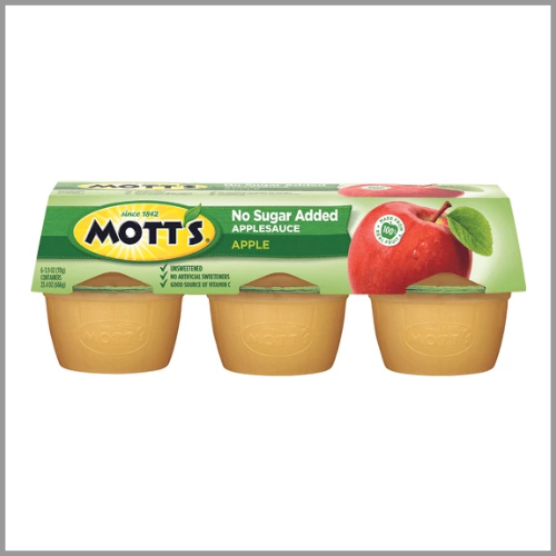 Motts Applesauce No Sugar Added 3.9oz 6pk