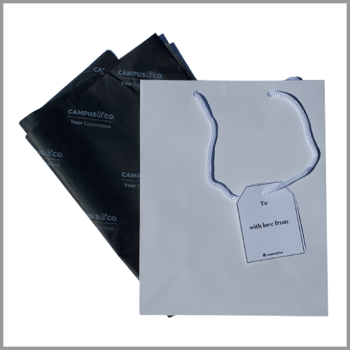 White Gloss Gift Bag with Tissue Paper and Gift Tag