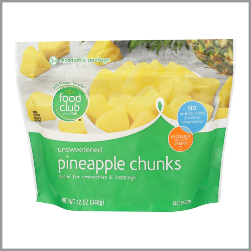 Food Club Pineapple Frozen Unsweetened Chunks 12oz