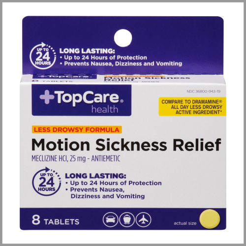 Topcare Motion Sickness Relief 25mg 8ct
