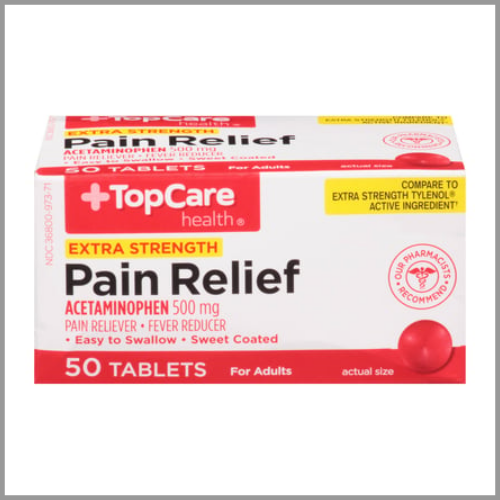 TopCare Pain Relief Tablets Extra Strength Acetaminophen 500mg 50ct