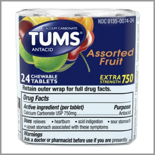 Tums Antacid Chewable Tablets Assorted Fruit 24ct