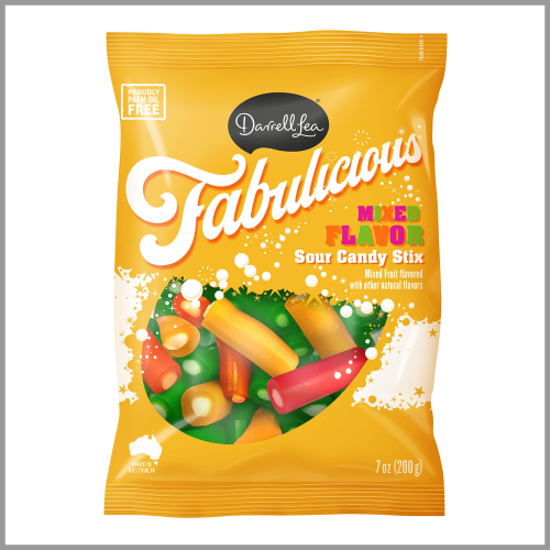 Darrell Lea Fabulicious Mixed Flavor Sour Candy Stix 7oz