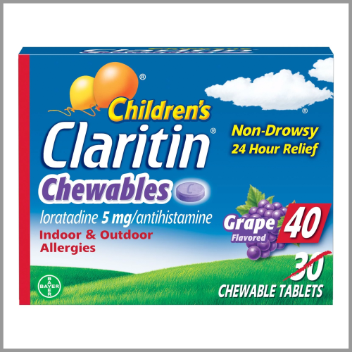 Claritin Childrens Chewables Non Drowsy Grape 5mg  40ct
