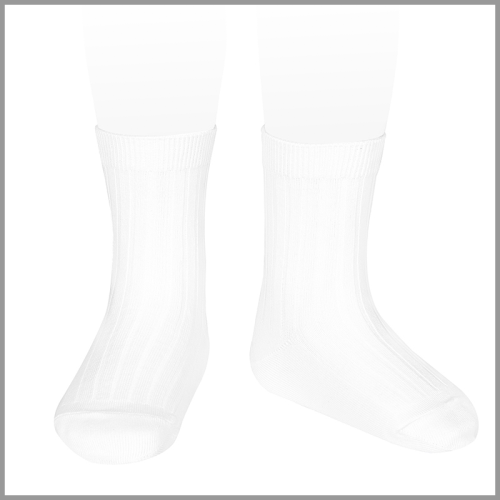 Condor Socks Ribbed Cotton Short White Size 0