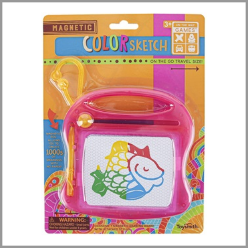 Toysmith Magnetic Color Sketch Drawing Board Travel Size 6x6in