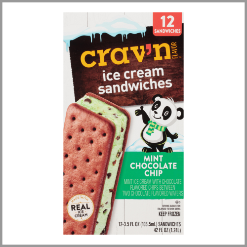 Cravn Ice Cream Sandwiches Mint Chocolate Chip 12pk