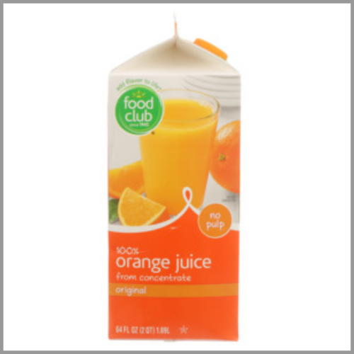 Food Club Orange Juice Original No Pulp 52oz