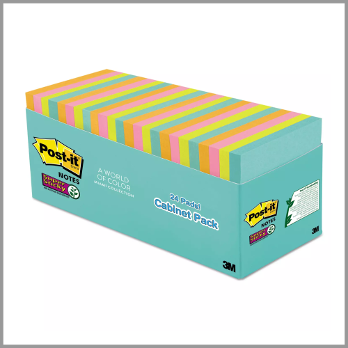 Post It Notes s Super Sticky Pads in Miami Colors3inx3in 24pk