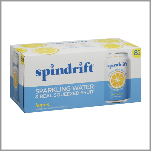 Spindrift Sparkling Water and Real Squeezed Fruit Lemon 12floz 8pk