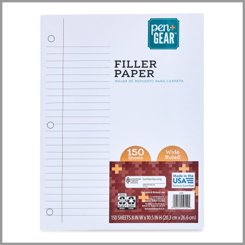 Pen and Gear Filler Paper Wide Ruled 150sheets 8x10.5