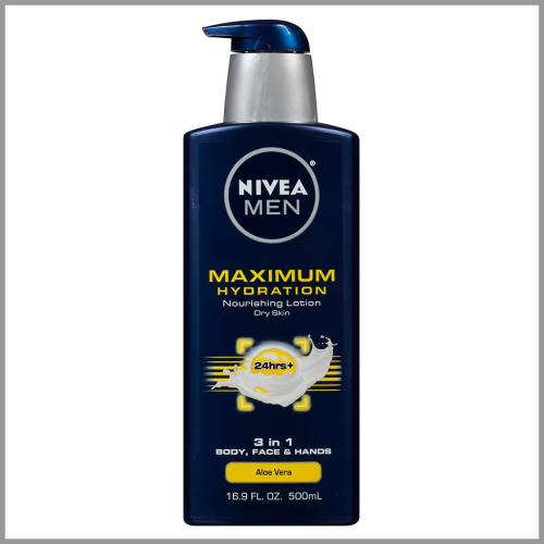 Nivea Mens Lotion Maximum Hydration Nourishing Dry Skin Aloe Vera 16.9floz