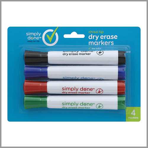 Simply Done Dry Erase Marker Assorted Color 4pk
