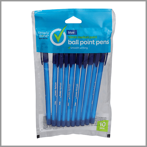 Simply Done Ball Point Pens Blue 10pk