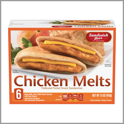 Sandwich Bros Chicken Melts Flatbread Pocket Sandwiches 6ct