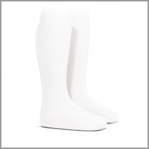 Condor Basic Plain Stitch Knee Socks White Size 00